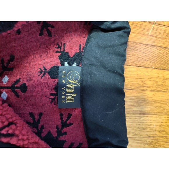 vintage david paul women's fleece Teddy jacket Red Snowflakes Cozy Size Large - Picture 2 of 6